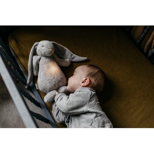 MOONIE USÍNÁČEK ZAJÍČEK 2.0 ORGANIC GREY - USÍNÁČCI ŠUMÍCÍ / S TLUKOTEM - PRO DĚTI