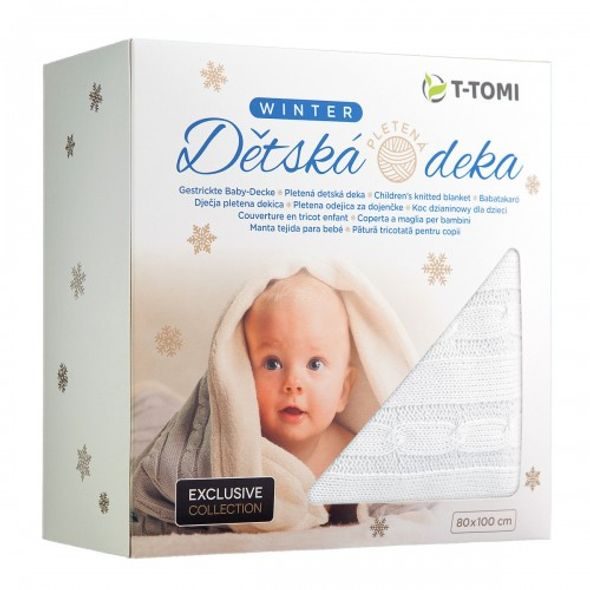 T-TOMI PLETENÁ DEKA WINTER S HŘEJIVÝM BERÁNKEM - DĚTSKÉ DEKY PRO MIMINKA - SPINKÁNÍ