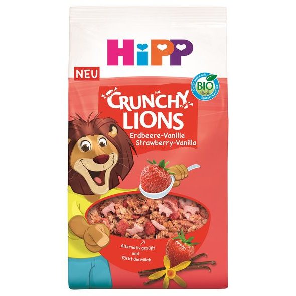 HIPP BIO KŘUPAVÉ LION MÜSLI JAHODA-VANILKA 300 G - EXPIRACE 24.11.2026 - CEREÁLIE - KRMENÍ