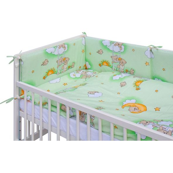 SCARLETT DĚTSKÁ POSTÝLKA S KOMPLETNÍ VÝBAVOU SCARLETT 120 X 60 CM - MRÁČEK - ZELENÁ - DŘEVĚNÉ POSTÝLKY - SPINKÁNÍ