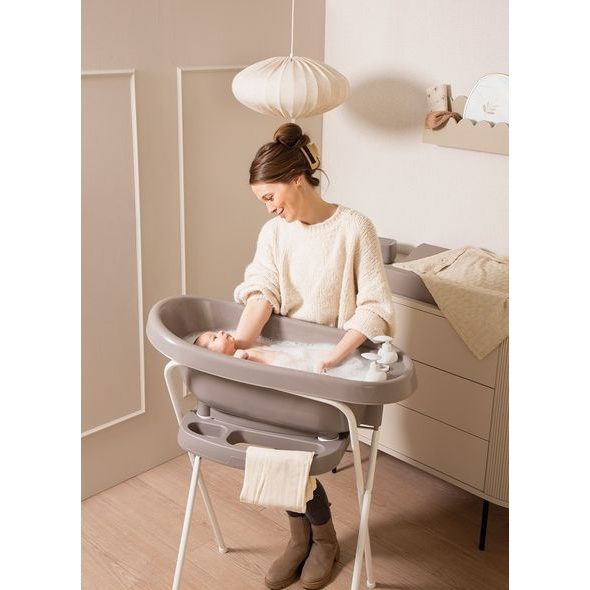 BEBE-JOU KOVOVÝ STOJAN CLICK NA VANIČKU BÉBÉ-JOU 98 CM CHALK BROWN/FARM FRIENDS - STOJÁNKY NA VANIČKY - KOUPÁNÍ A ZDRAVÍ