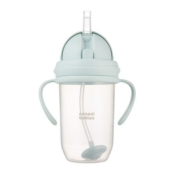 CANPOL BABIES HRNEČEK NEVYLÉVACÍ SE SLÁMKOU A ZÁVAŽÍM 270ML ZELENÝ - DĚTSKÉ HRNEČKY - KRMENÍ