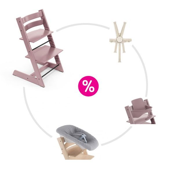 STOKKE® TRIPP TRAPP® + NOVOROZENECKÁ SADA + BABY SET + PÁSY ZVÝHODNĚNÁ SADA - JÍDELNÍ ŽIDLIČKY DŘEVĚNÉ - KRMENÍ