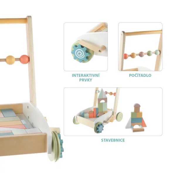 ZOPA DŘEVĚNÝ VOZÍK S KOSTKAMI - KOSTKY - PRO DĚTI