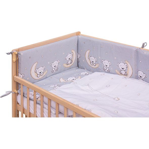 SCARLETT DĚTSKÁ POSTÝLKA S KOMPLETNÍ VÝBAVOU SCARLETT 120 X 60 CM - TORO - ŠEDÁ - DŘEVĚNÉ POSTÝLKY - SPINKÁNÍ