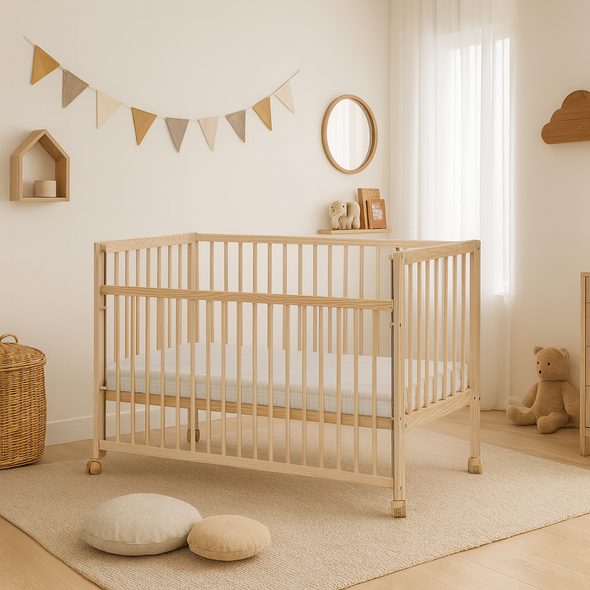 SCARLETT DĚTSKÁ POSTÝLKA SCARLETT DOMINIK - ECO PŘÍRODNÍ (BOROVICE) - STAHOVACÍ BOČNICE - 120 X 60 CM - DŘEVĚNÉ POSTÝLKY - SPINKÁNÍ