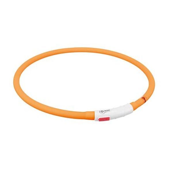 TRIXIE FLASH USB SVÍTÍCÍ OBOJEK XS-XL 70 CM / 10 MM, - ORANŽOVÁ - SVÍTÍCÍ A REFLEXNÍ OBOJKY PRO PSY - CHOVATELSKÉ POTŘEBY MALVÍKZOO