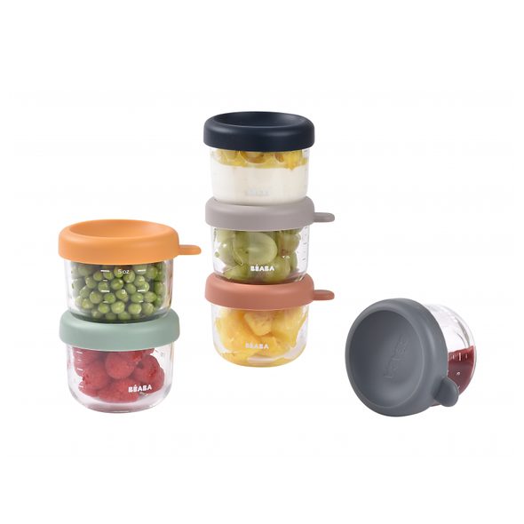 BEABA KELÍMKY NA JÍDLO SKLENĚNÉ 6X 150 ML SUNRISE - USKLADNĚNÍ JÍDLA - KRMENÍ