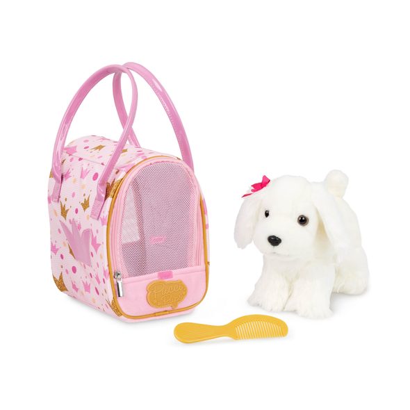 PUCCI PUPS PEJSEK BÍLÝ V KABELCE PINK CROWN GLAM BAG - PLYŠOVÁ ZVÍŘATA - PRO DĚTI