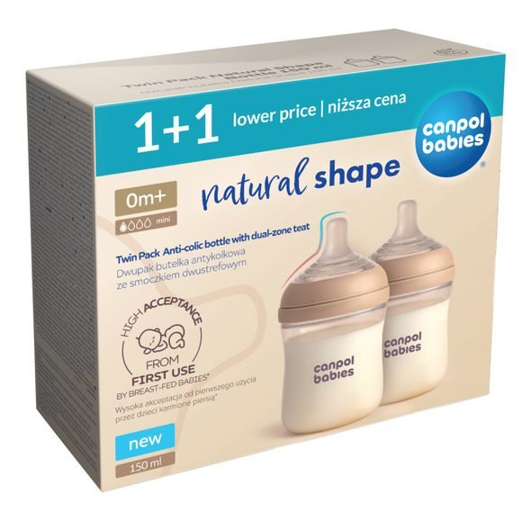 CANPOL BABIES SET LAHVÍ NATURAL SHAPE 150ML 2KS - KOJENECKÉ LAHVE - KRMENÍ