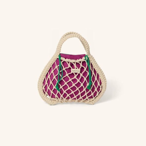 STUDIO NOOS MACRAME MINI HAND BAG NATURAL & PURPLE GREEN SÍŤKA - DOPLŇKY - PRO MAMINKY