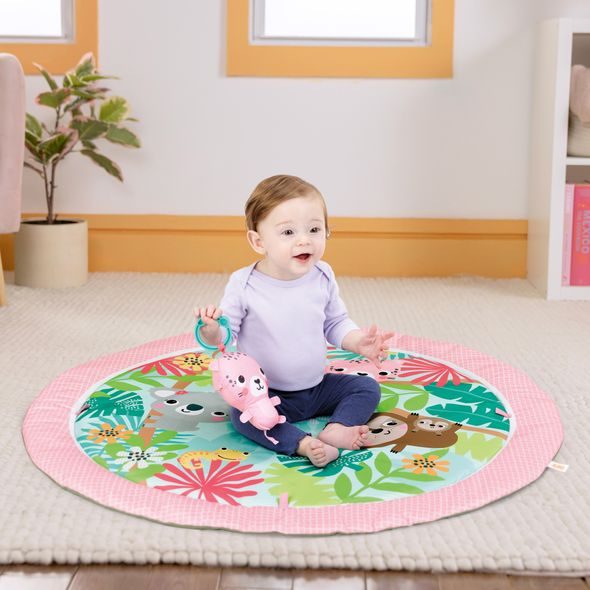 BRIGHT STARTS DEKA NA HRANÍ PRO ROZVOJ MOTORIKY A SMYSLŮ POP 'N WIGGLE ROSY RAINFOREST™, 0M+ - HRACÍ DEKY - PRO DĚTI