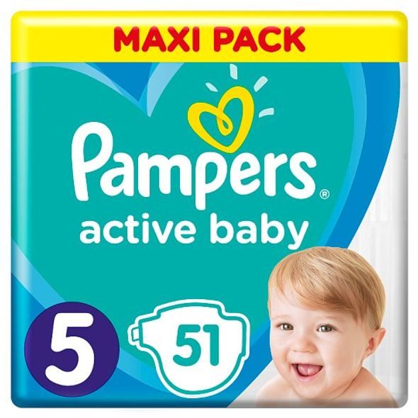 PAMPERS ACTIVE BABY MAXI PACK S5 51KS - JEDNORÁZOVÉ PLENY - PŘEBALOVÁNÍ