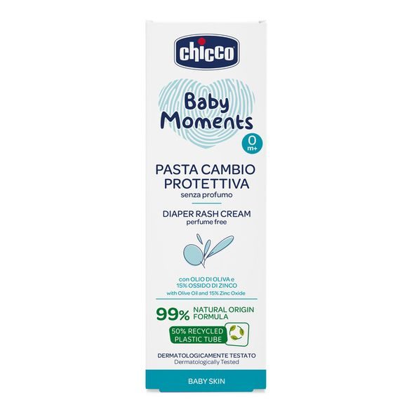 CHICCO KRÉM NA DĚTSKÝ ZADEČEK BABY MOMENTS BEZ PARFÉMU S 99% PŘÍRODNÍCH SLOŽEK 100ML, 0M+ - ŠAMPONY A KOSMETIKA - KOUPÁNÍ A ZDRAVÍ