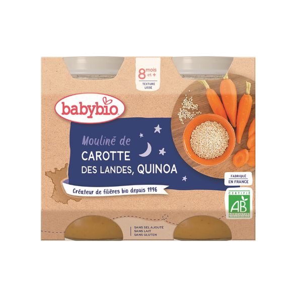 BABYBIO MRKVOVÉ MOULINÉ S QUINOA 2X200 G - MASO/ZELENINA - KRMENÍ