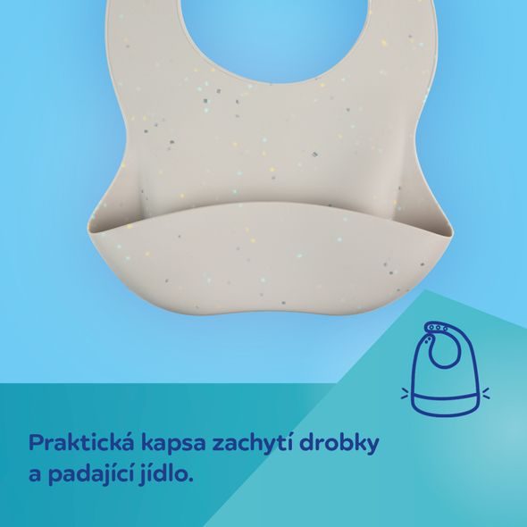 CANPOL BABIES SILIKONOVÝ BRYNDÁK S KAPSOU DOTS ŠEDÝ - BRYNDÁKY - KRMENÍ