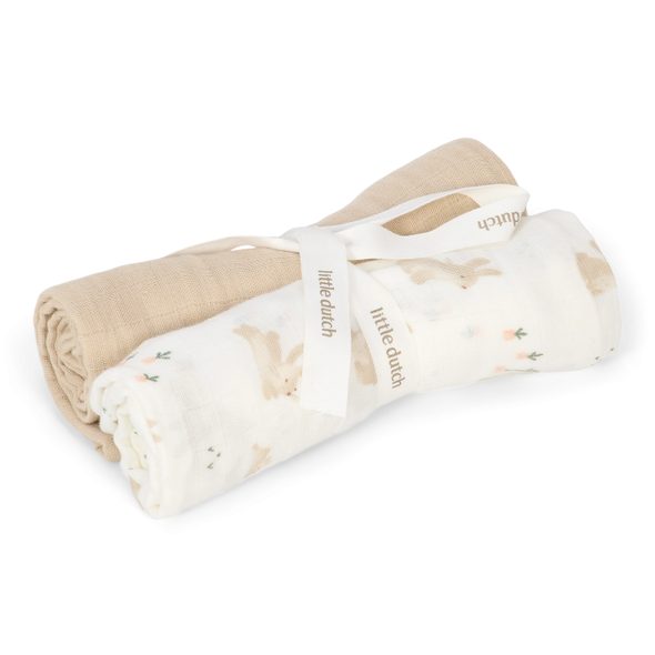 LITTLE DUTCH PLENY 70X70CM BABY BUNNY - LÁTKOVÉ PLENY ALL IN ONE - PŘEBALOVÁNÍ