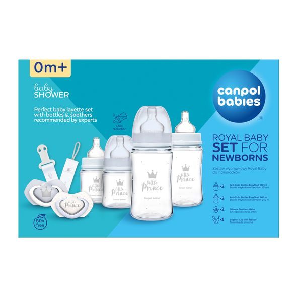 CANPOL BABIES DÁRKOVÁ SADA PRO NOVOROZENCE ROYAL BABY MODRÁ - VÝHODNÉ SADY - KRMENÍ