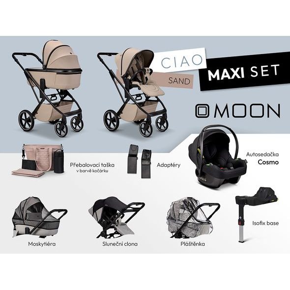 MOON CIAO MAXI SET - SAND - KOMBINACE S PŘÍSLUŠENSTVÍM - KOČÁRKY A PŘÍSLUŠENSTVÍ