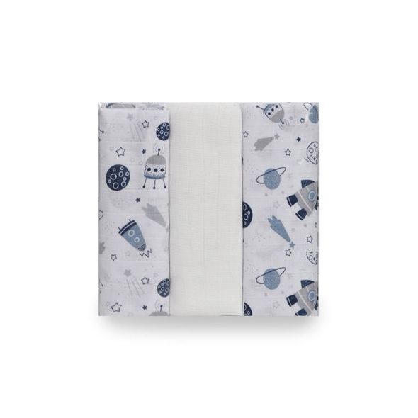 BABYMATEX PLENY S POTISKEM MUSLIN 3-PACK 70X80 CM - LÁTKOVÉ PLENY SKLÁDANÉ - PŘEBALOVÁNÍ