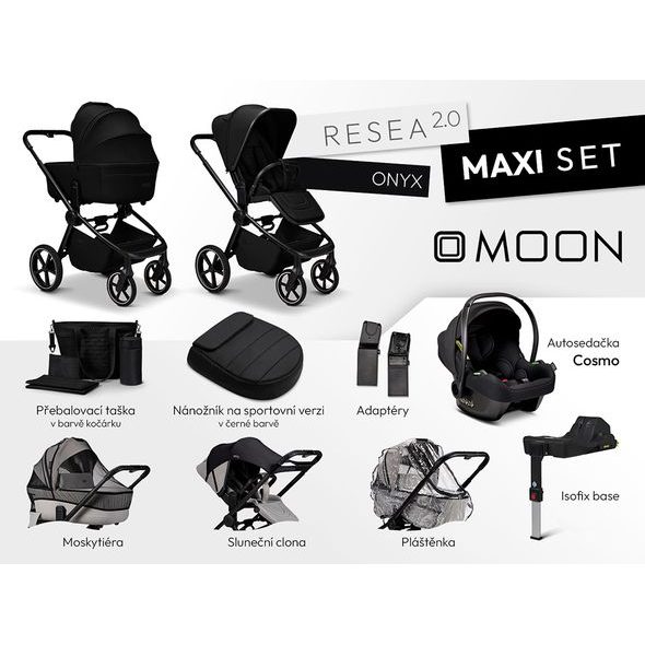 MOON RESEA 2.0 MAXI SET - ONYX - KOMBINACE S PŘÍSLUŠENSTVÍM - KOČÁRKY A PŘÍSLUŠENSTVÍ