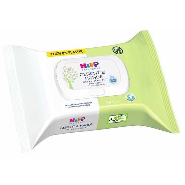 HIPP BABYSANFT ČISTÍCÍ VLHČENÉ UBROUSKY OBLIČEJ&RUCE + VÍČKO 20 KS - VLHČENÉ UBROUSKY - PŘEBALOVÁNÍ