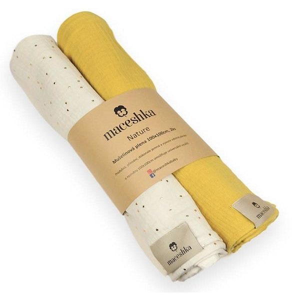 MACESHKA MUŠELÍNOVÁ PLENA NATURE 2KS - ZAVINOVACÍ PLENY / OSUŠKY VELKÉ - PŘEBALOVÁNÍ