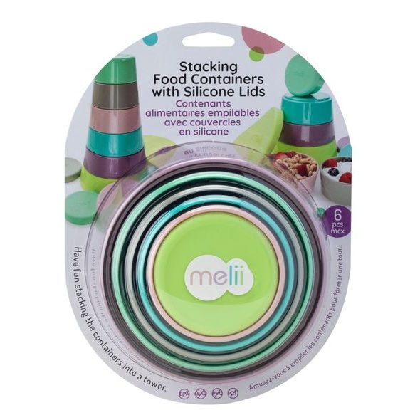 MELII STOHOVACÍ MISKY SE SILIKONOVÝMI VÍČKY - 6KS - USKLADNĚNÍ JÍDLA - KRMENÍ