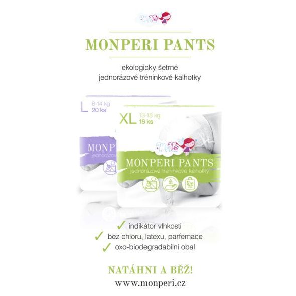 MONPERI KALHOTKY PANTS XL - 18KS - UČÍCÍ KALHOTKY - PŘEBALOVÁNÍ