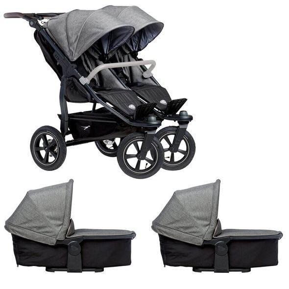 TFK TFK SET DUO2 FRAME 2025 - AIR WHEEL CARRYCOT + SEAT PREM. GREY - KOČÁRKY PRO DVOJČATA - KOČÁRKY A PŘÍSLUŠENSTVÍ
