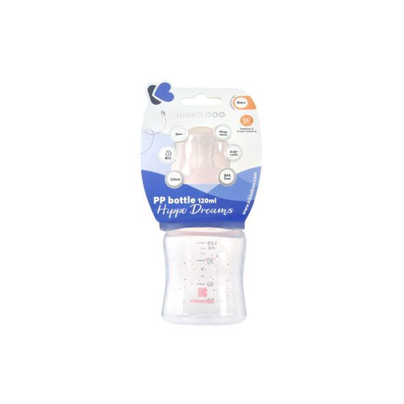 KIKKABOO KOJENECKÁ LÁHEV 120ML 0M+ HIPPO DREAMS PINK - KOJENECKÉ LAHVE - KRMENÍ