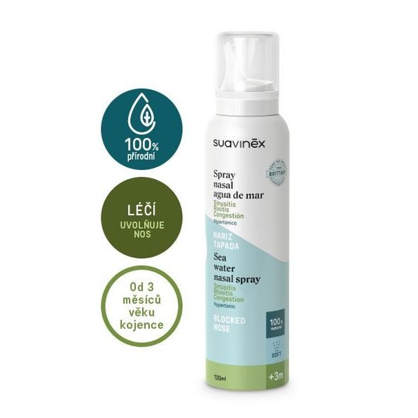SUAVINEX SUAVINEX NOSNÍ SPREJ HYPERTONICKÝ +3M 120ML 100% PŘÍRODNÍ - ODSÁVAČKY HLENŮ - KOUPÁNÍ A ZDRAVÍ