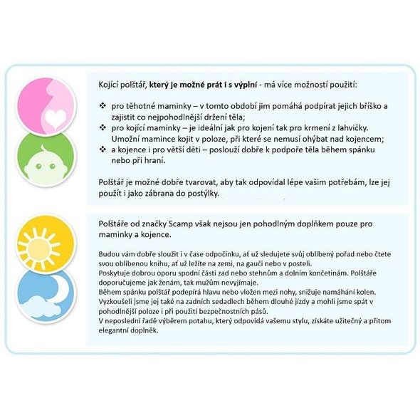 SCAMP KOJÍCÍ POLŠTÁŘ 155X30 (COLORFULLHEART) - KOJÍCÍ POLŠTÁŘE - KRMENÍ