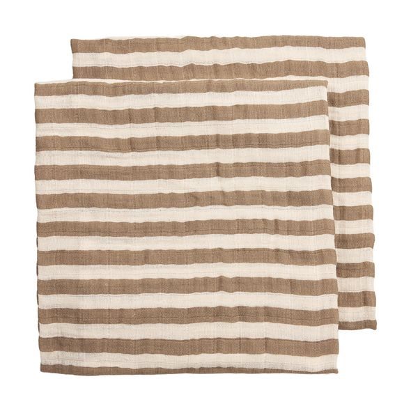 MEYCO MUŠELÍNOVÉ PLENY FAT STRIPE 120X120 CM 2-BALENÍ - TAUPE - LÁTKOVÉ PLENY ALL IN ONE - PŘEBALOVÁNÍ