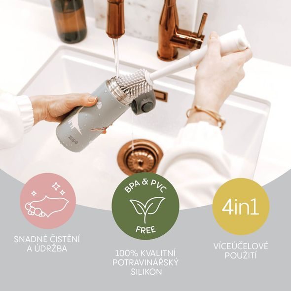 ZOPA SILIKONOVÝ KARTÁČ NA DĚTSKOU LAHEV 3V1 - KARTÁČE NA LAHVE - KRMENÍ