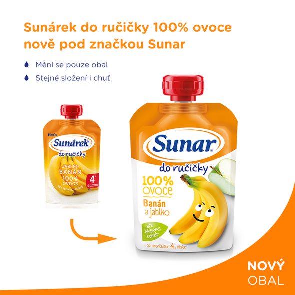 SUNAR DO RUČIČKY BANÁN, JABLKO 100G - KAPSIČKY - KRMENÍ