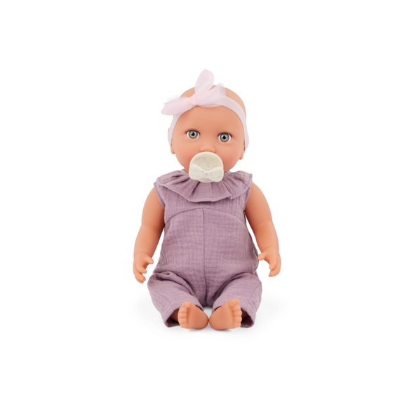 LULLA BABY PANENKA 35 CM V OVERALU S ČELENKOU LILA - PANENKY - PRO DĚTI