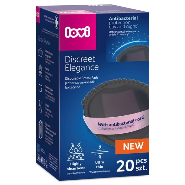 LOVI VLOŽKY DO PODPRSENKY ANTIBAKTERIÁLNÍ DISCREET ELEGANCE 20KS ČERNÉ - PRSNÍ VLOŽKY - PRO MAMINKY