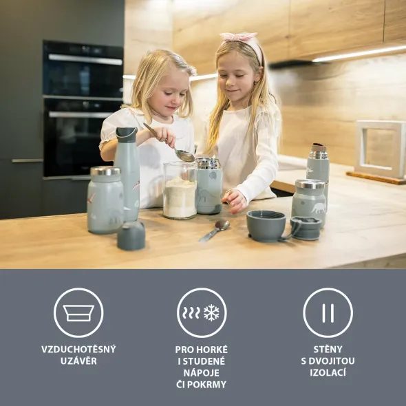 ZOPA TERMOSKA NA JÍDLO SE SILIKONOVÝM DRŽÁKEM 620ML - TERMOOBALY A TERMOSKY - KRMENÍ