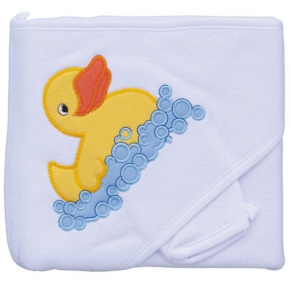 SCARLETT FROTÉ RUČNÍK S KAPUCÍ KAČENKA BÍLÁ - OSUŠKY A DĚTSKÉ ŽUPANY - KOUPÁNÍ A ZDRAVÍ