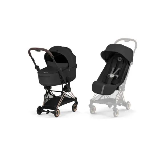 CYBEX COYA COMFORT ROSEGOLD + SKLÁDACÍ KORBA SEPIA BLACK - KOČÁRKY DO LETADLA - KOČÁRKY A PŘÍSLUŠENSTVÍ