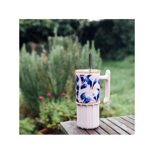 QUOKKA NEREZOVÝ TERMOHRNEK S BRČKEM UMI BLUE FEATHER 720 ML - TERMOOBALY A TERMOSKY - KRMENÍ