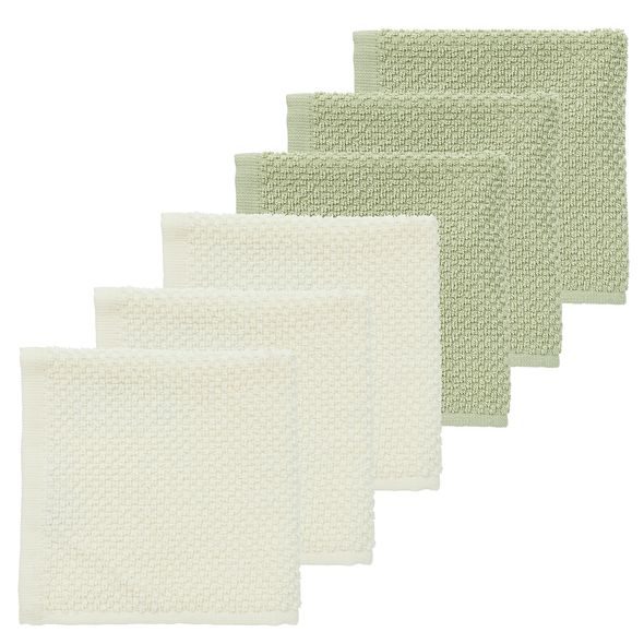 MEYCO SADA ŽÍNEK POPCORN 6KS (30X30) - NATURAL/SOFT OLIVE - ŽÍNKY A HOUBIČKY - KOUPÁNÍ A ZDRAVÍ