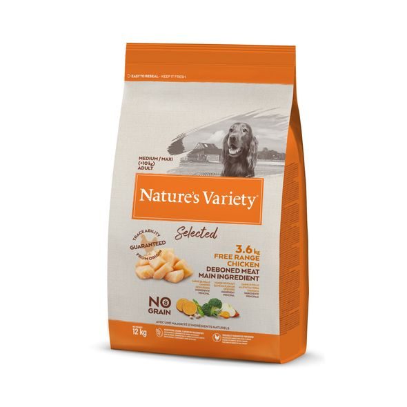 NATURES VARIETY SELECTED PRO STŘEDNÍ PSY S KUŘECÍM 12KG - GRANULE PRO PSY - CHOVATELSKÉ POTŘEBY MALVÍKZOO