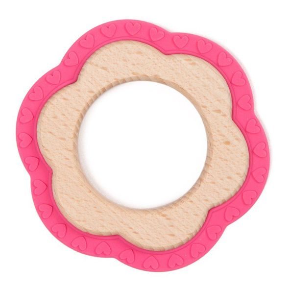 BO JUNGLE KOUSÁTKO B-TEETHER FLOWER WOOD PINK - HRYZÁTKA - PRO DĚTI