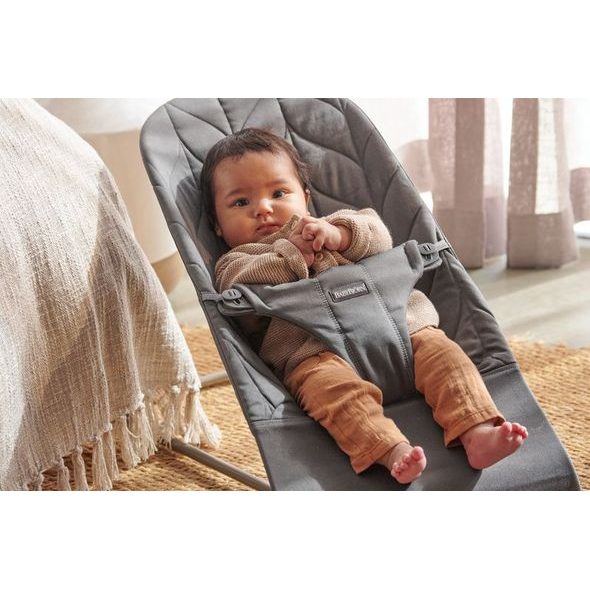 BABYBJORN LEHÁTKO BABYBJORN BOUNCER BLISS ANTHRACITE COTTON PETAL WOVEN - LEHÁTKA A HOUPADLA - SPINKÁNÍ