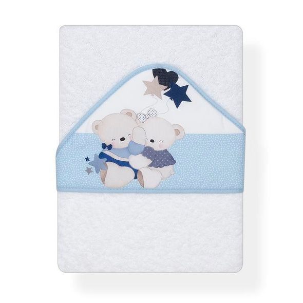 INTERBABY OSUŠKA FROTÉ 100X100 MEDVÍDEK SPINKÁ - BÍLO-MODRÁ - OSUŠKY A DĚTSKÉ ŽUPANY - KOUPÁNÍ A ZDRAVÍ