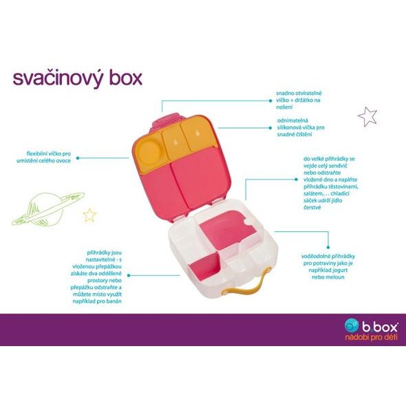 B.BOX NÁHRADNÍ SENDVIČOVÉ VÍČKO NA SVAČINOVÝ BOX VELKÝ - RŮŽOVÉ - USKLADNĚNÍ JÍDLA - KRMENÍ