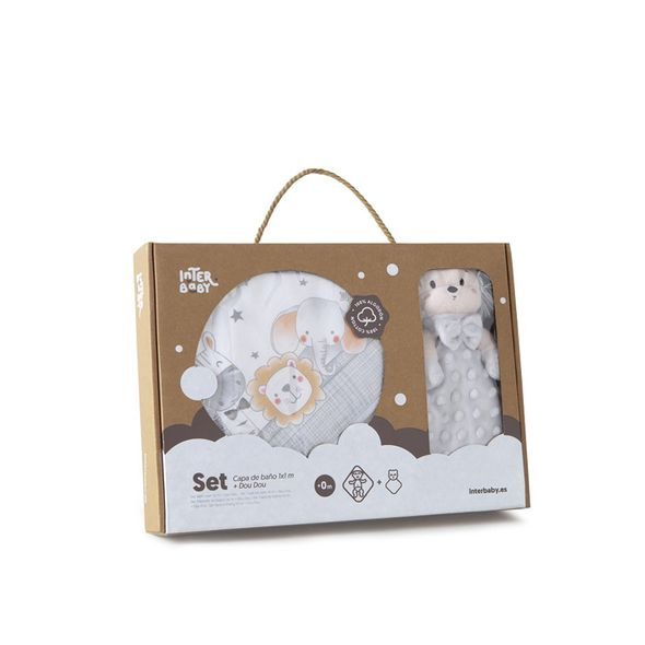 INTERBABY SET - OSUŠKA FROTÉ 100X100 SAFARI + PŘÍTULKA - ŠEDÁ - OSUŠKY A DĚTSKÉ ŽUPANY - KOUPÁNÍ A ZDRAVÍ