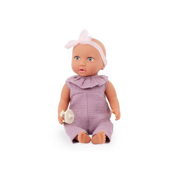 LULLA BABY PANENKA 35 CM V OVERALU S ČELENKOU LILA - PANENKY - PRO DĚTI